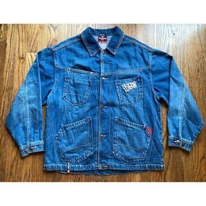 VTG Rocawear Denim Jacket Mens Size Large Shirt Y2K Streetwear Baggy Blue